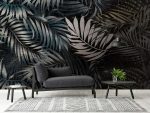 Mock up poster in gray living room minimalism design, 3d render,
