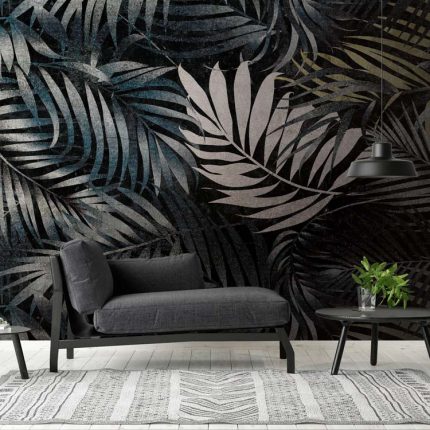 Mock up poster in gray living room minimalism design, 3d render,