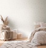 Mock up frame in bedroom interior background, beige room with na