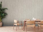 Dining room wall mock up with Areca palm, rattan dining set, woo