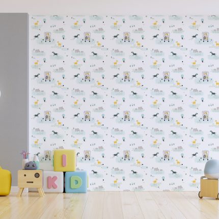 Mock up wall in the children’s room in light light white color w