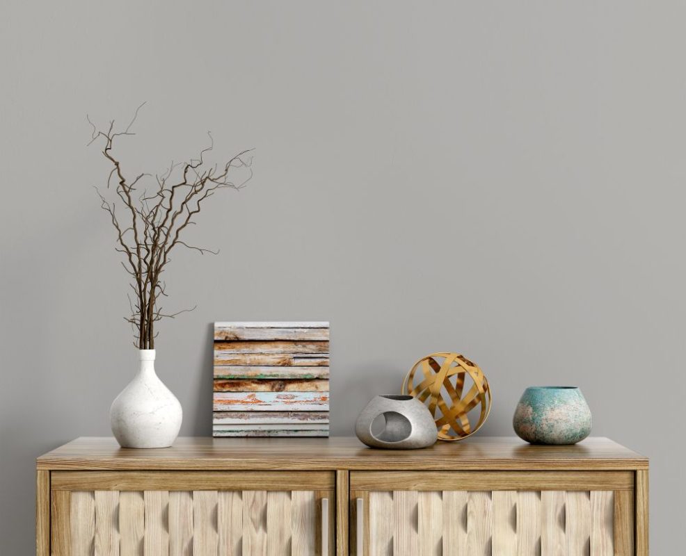 Interior,Decoration,,Wooden,Shelf,With,Branch,In,Vase,,Interior,Background