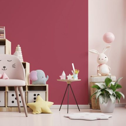 Mock,Up,Wall,In,The,Children’s,Room,With,Chair,In